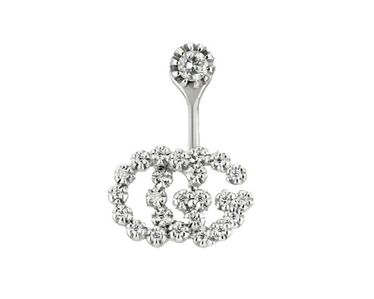 Jewelry Gucci Running 18K White Gold Diamond G Single Earring YBD48169800100U