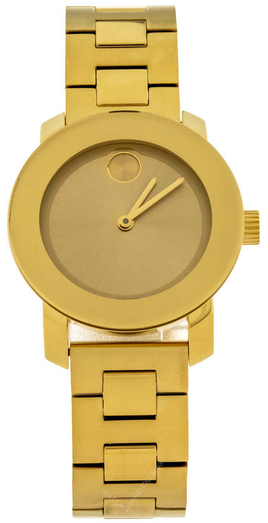 Movado watches MOVADO Bold 30MM Yellow Gold-Tone Sun-Ray Dial Womens Watch 3600434