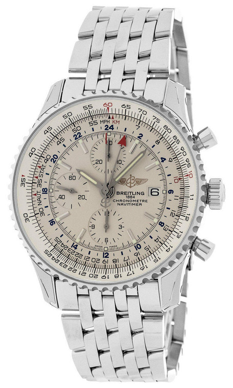 Breitling watches BREITLING Navitimer World Silver Dial Mens Watch A2432212-G571-453A