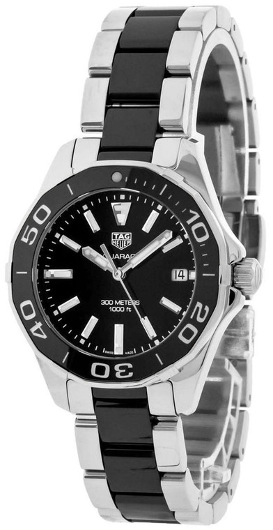 TAG Heuer Watches‎ TAG HEUER Aquaracer 35MM SS Black Dial Womens Watch WAY131ABA0913