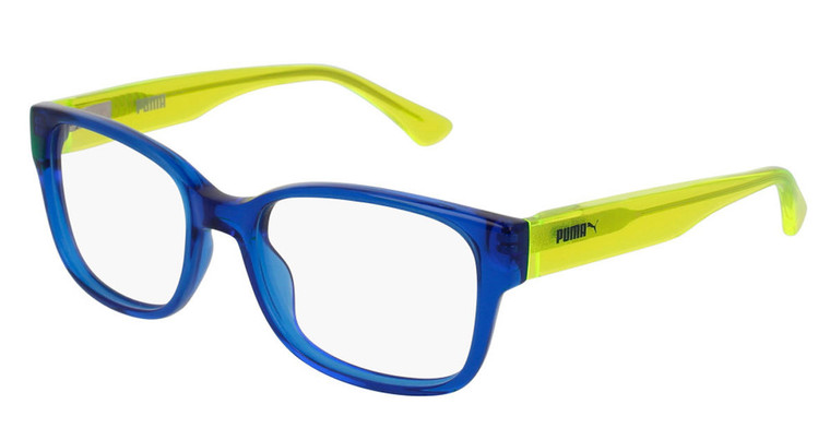 Eyewear Brands Puma Blue With Yellow Temples Kids Eyewear 49mm PJ0002O 003