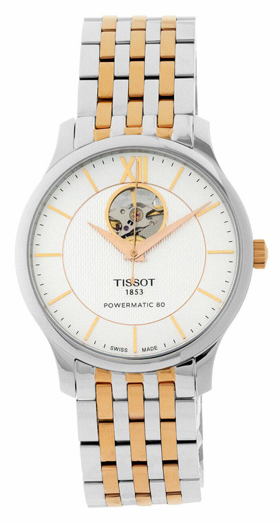 Tissot watches TISSOT Tradition 40MM SS Open Heart 2-Tone Mens Watch T0639072203801