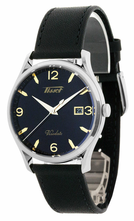 Tissot watches TISSOT Heritage Visodate 40MM Black Dial Gold Tone Mens Watch T1184101605701