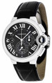 Cartier watches CARTIER Ballon Bleu 47MM Automatic SS BLK Leather Mens Watch W6920052