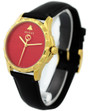 Gucci watches GUCCI G-Timeless MED Y-Gold PVD Red Dial Leather Unisex Watch YA126464