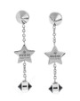 Jewelry GUCCI TM S-Silver Engraved Star Black Crystal Earrings YBD434598001