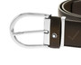 Montblanc Accessories MONTBLANC Shiny Palladium Round Horseshoe Brown Leather Belt 116693