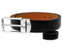 Montblanc Accessories MONTBLANC Rectangular Shiny Stainless Steel Black Leather Belt 118418
