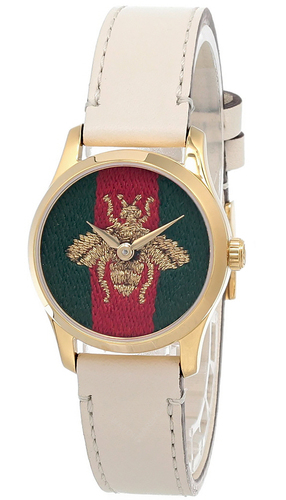 Gucci c timeless green red dial leather women’s watch