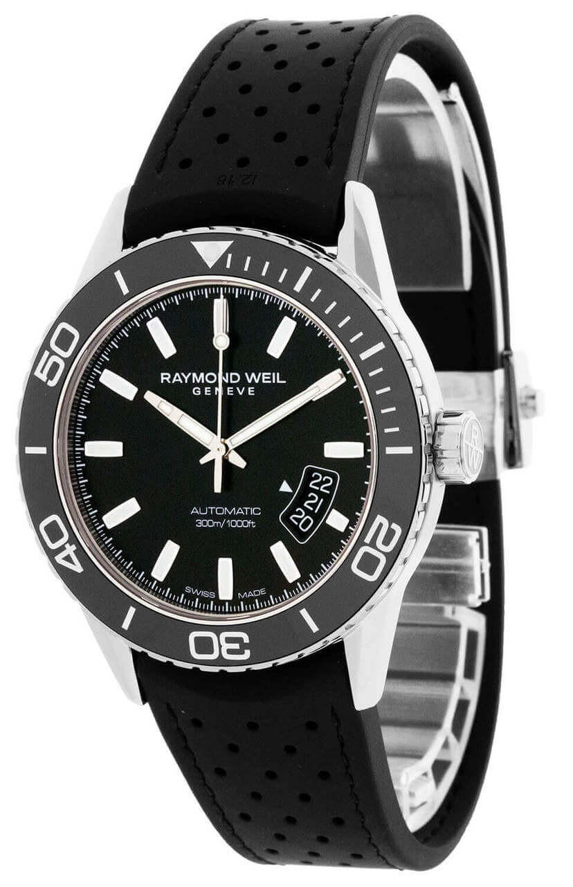 RAYMOND WEIL Freelancer Black Dial Rubber Strap Men's Watch