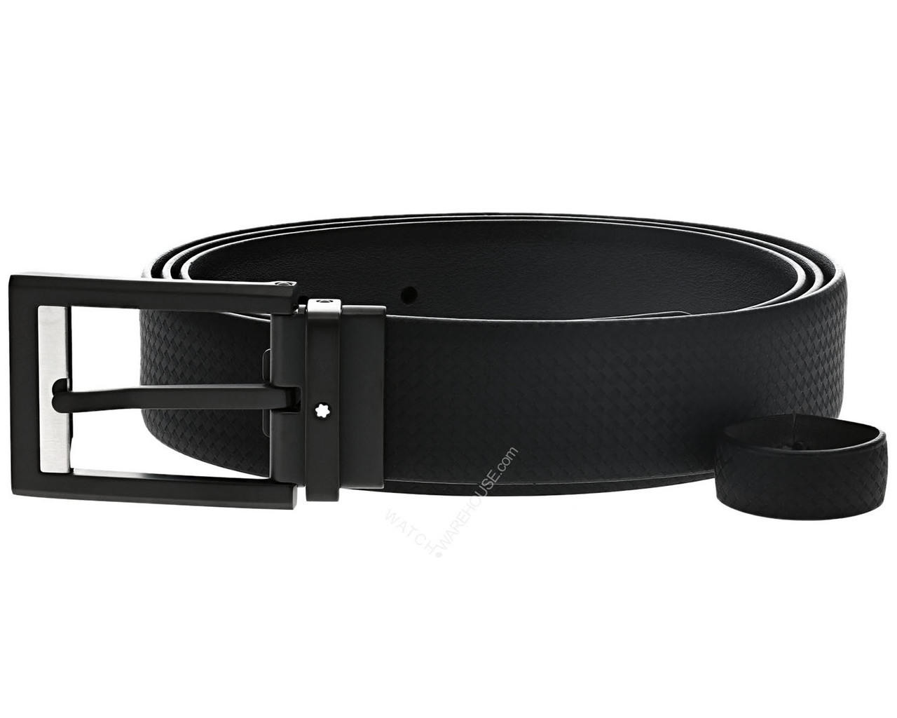 Montblanc Casual Black Matte Buckle Cut-to-Size Lthr Men's Belt 123903