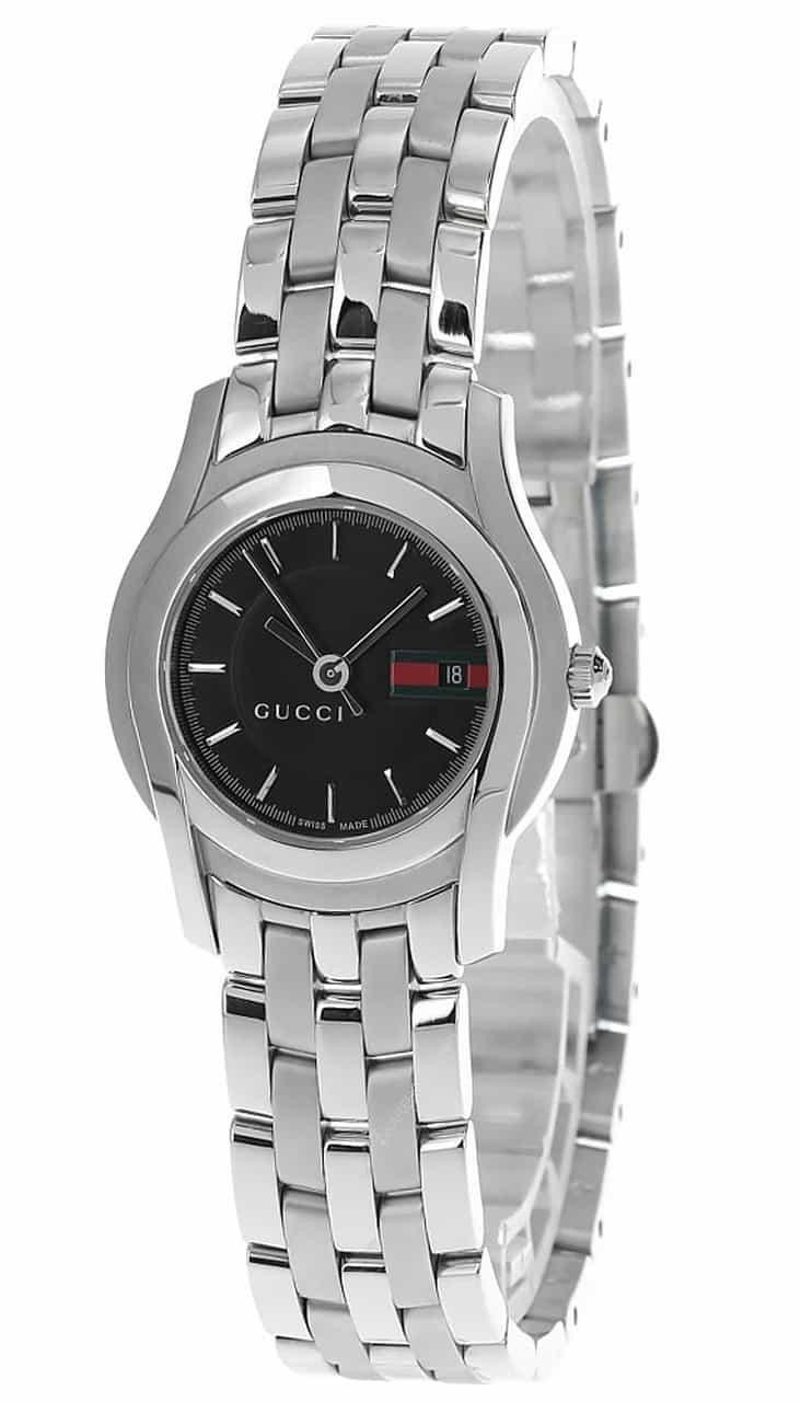 GUCCi 5500 G 27MM QTZ S-Steel Black Dial Date Women's Watch YA055514