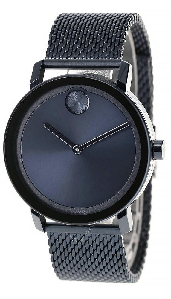 Photos - Wrist Watch Movado Bold 40MM Quartz SS Blue Dial Mesh Men's Watch 3600610 