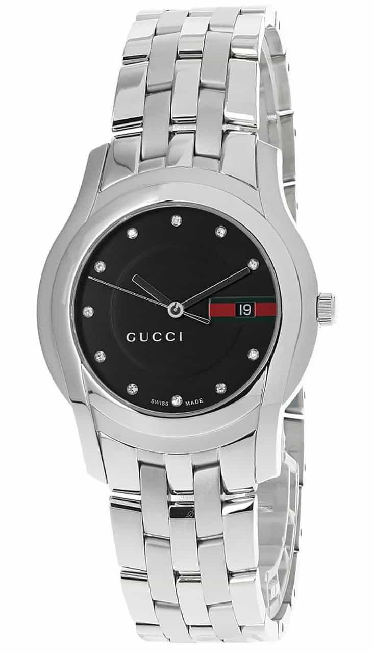 GUCCI 5505 38MM SS Black Dial Diamond Marker Men display picture 3