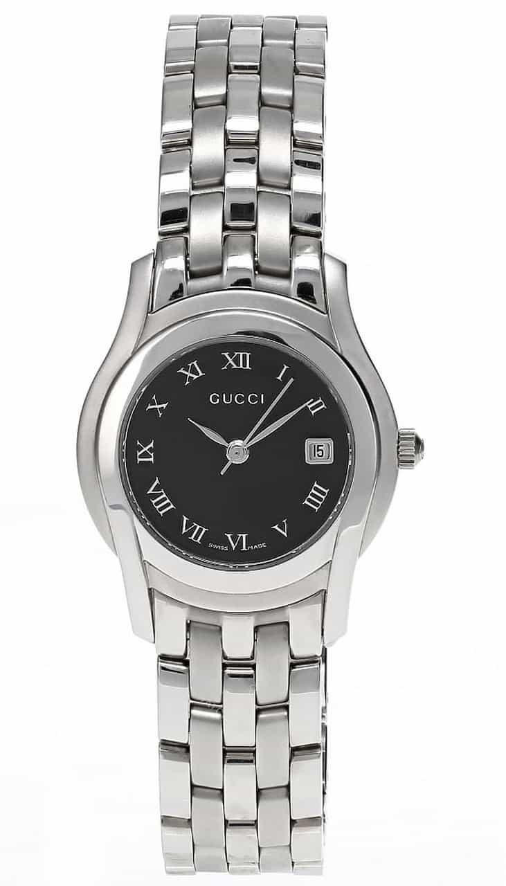 GUCCI 26MM Quartz Stainless Steel Black Dial Date Women's Watch 5500L