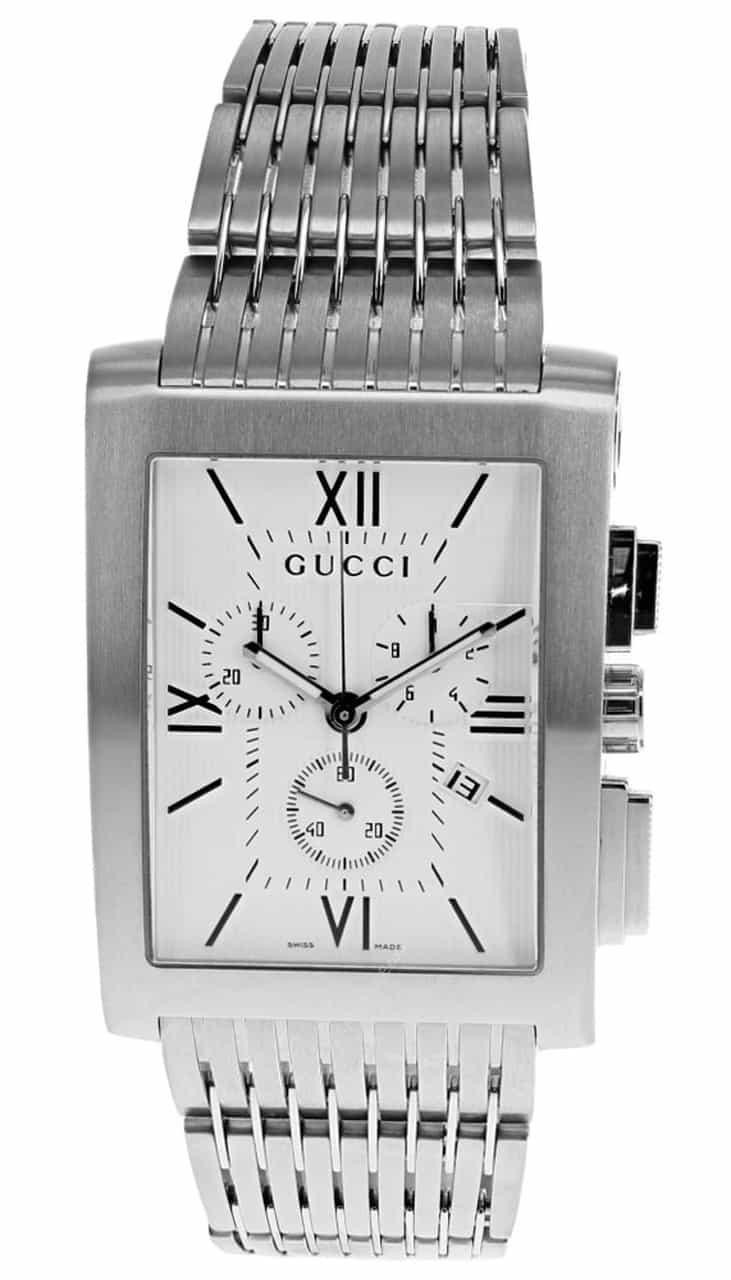 GUCCI 8600M Quartz Stainless Steel White Dial Date Men's Watch YA086310