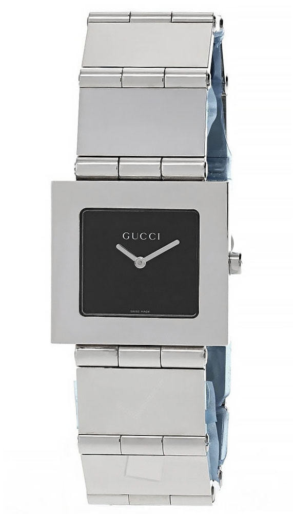 GUCCI Medium Stainless Steel Black Dial Bracelet Men's Watch 600M