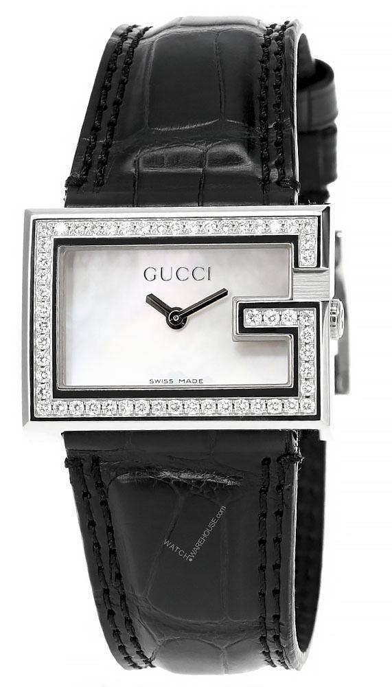 GUCCI White MOP Dial Leather Women's Watch YA100502 | Fast & Free