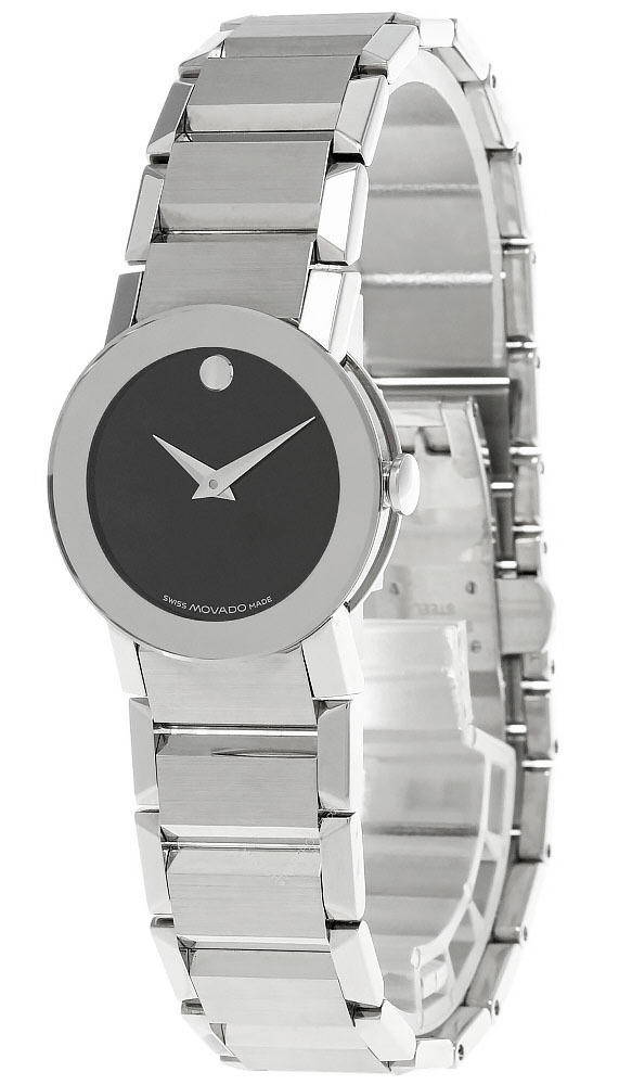 MOVADO Sapphire 25MM Quartz SS Black Dial Women's Watch 0605064