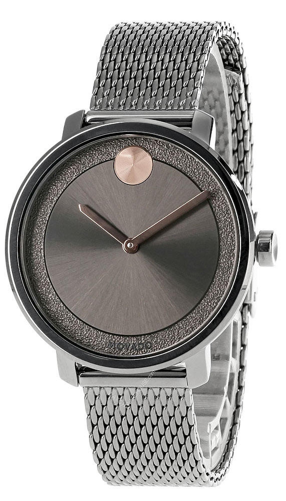 MOVADO Bold Stainless Steel Gray PVD Dial Mesh Women display picture 3