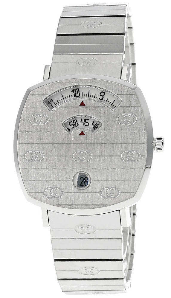 GUCCI Grip 35MM QTZ SS Silver Dial GG-Engraved Women display picture 2