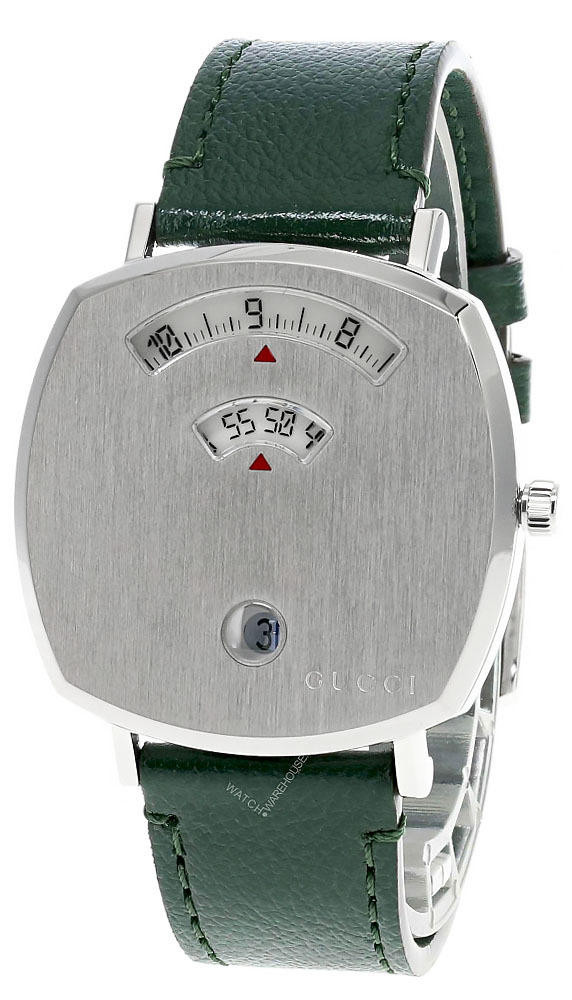 GUCCI Grip 35MM Stainless Steel Green Leather Women's Watch