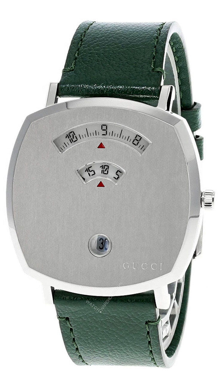 GUCCI グリップ 38mm 腕時計 グリーンレザー GUCCI Grip 38MM Stainless Steel Green Leather Unisex Watch