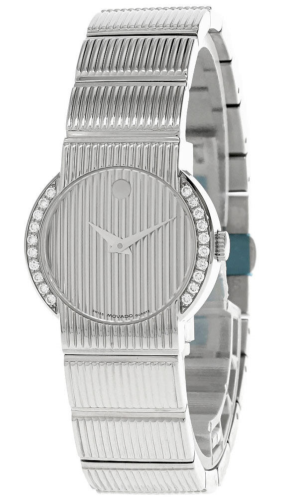 MOVADO Concerto QTZ S- Steel Silver Dial Diamond Women display picture 1