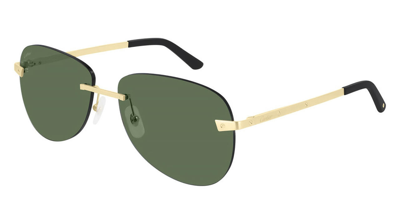 CARTIER Gold w/Green Lens 62-16-140MM Women's Sunglasses