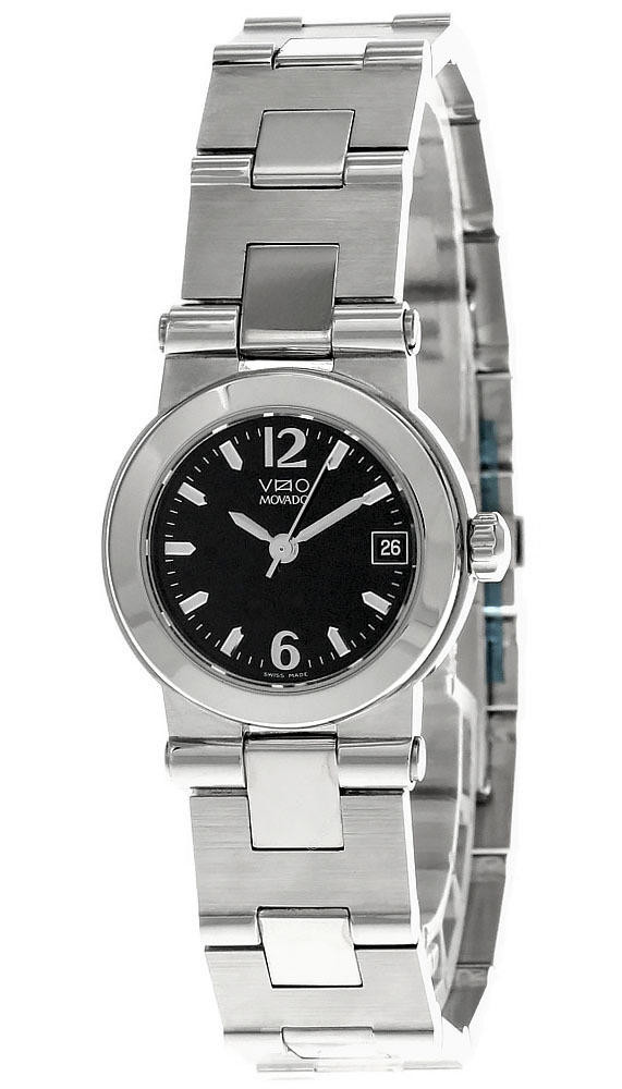 MOVADO Vizio Quartz S-Steel Black Dial Date Women display picture 3