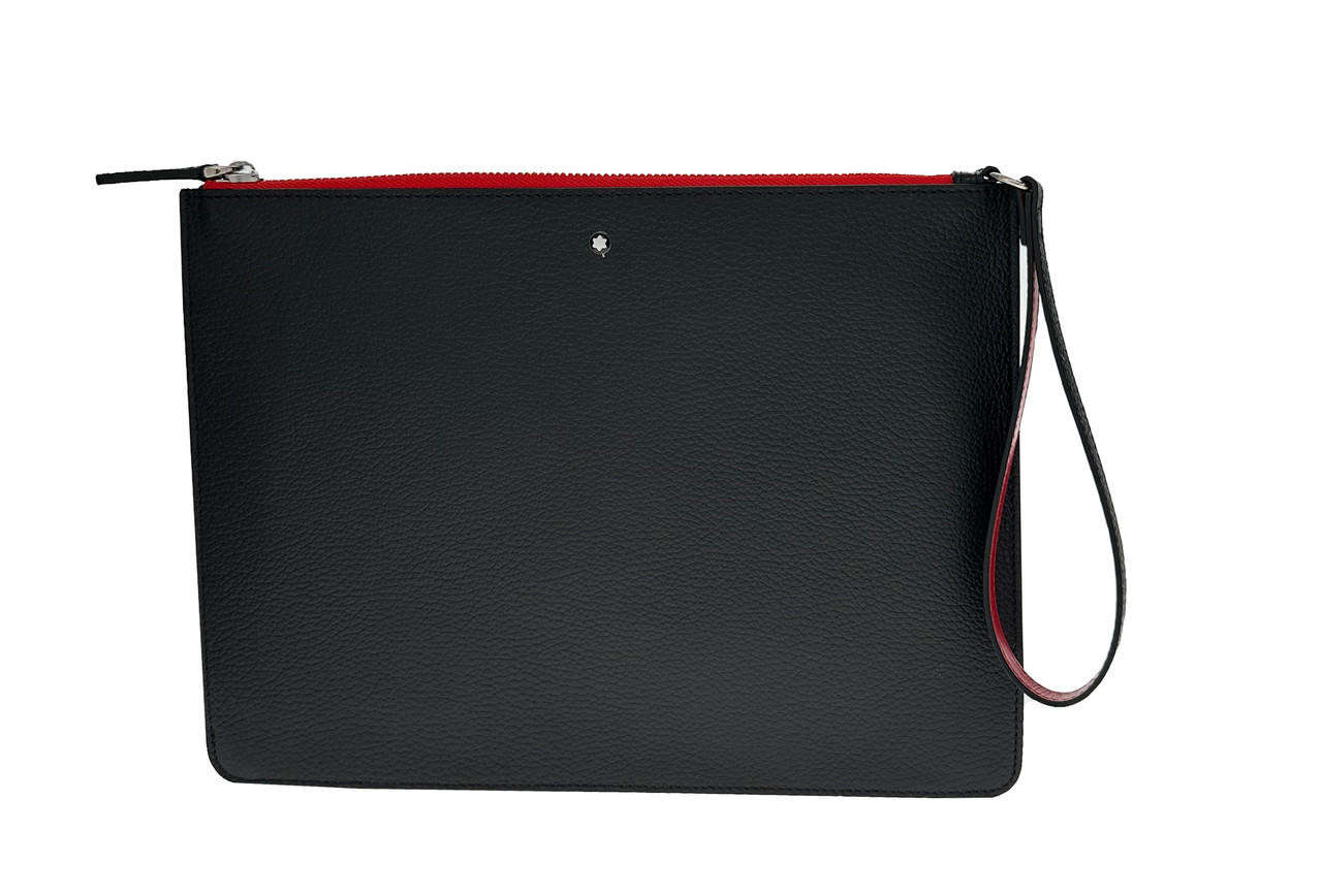 MONTBLANC Meisterstuck Soft Grain Medium Black Red Leather Office Pouch 124118 Fast Free US Shipping Watch Warehouse