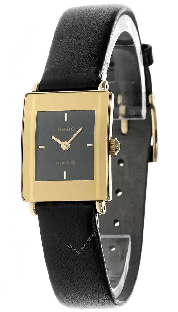 RADO Florence Quartz 18mm Black Dial Gold Bezel Women's Watch