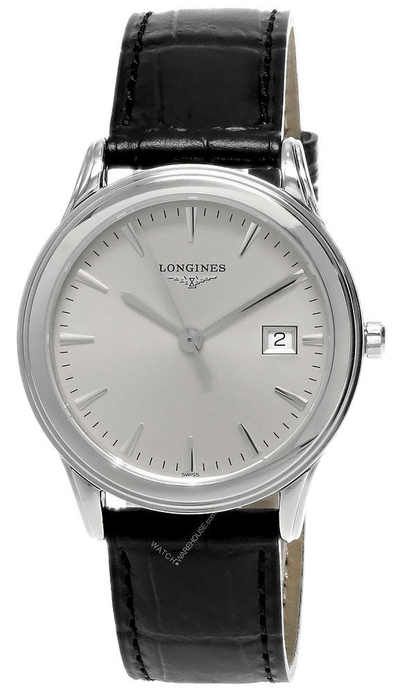 LONGINES Flagship 35MM Silver Dial Black Leather Men's Watch L4
