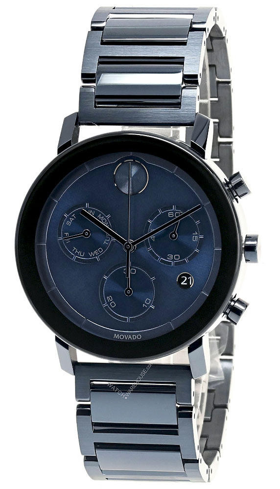 MOVADO Bold Evolution 42MM Chronograph SS Date Blue Men's Watch 3600683