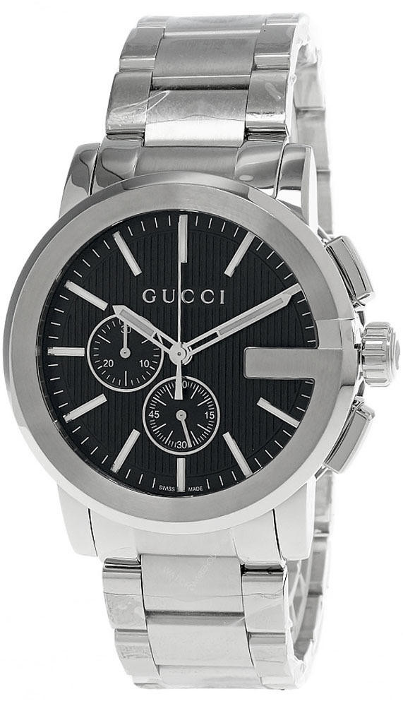 GUCCI-G 44MM CHRONO Stainless Steel Black Dial Men's Watch YA101204