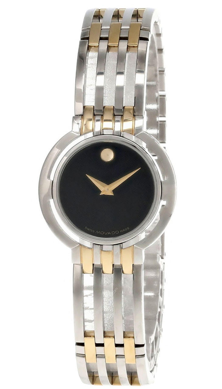 Movado Black, gold and Silver Watch with Stainless Steel Links, Esperanza Movado Esperanza Black Museum Gold Tone Stainless Steel  main image 3