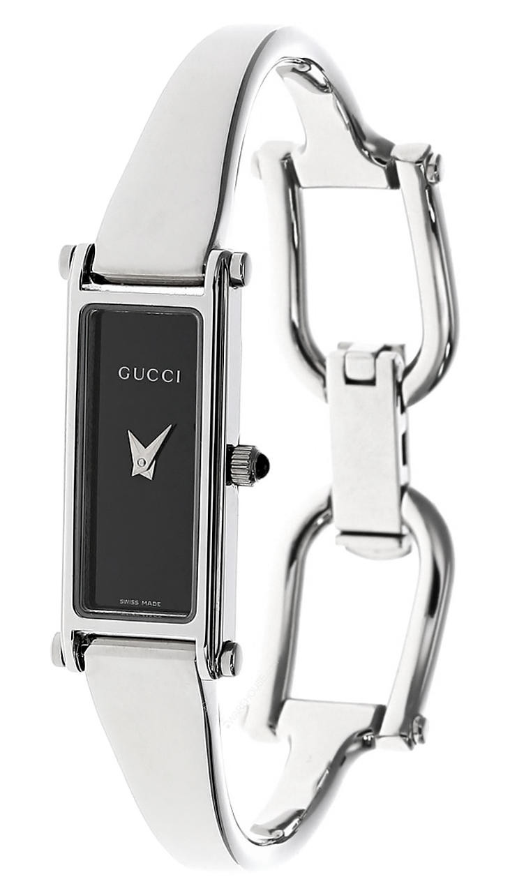 GUCCI Stainless Steel Black Dial Bangle Women