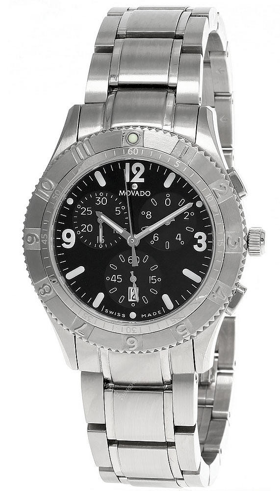 Movado Gentry Sport Black Dial Silver Watch MOVADO Gentry Sport 28MM QTZ Black Dial DIA Bezel Women main image 4