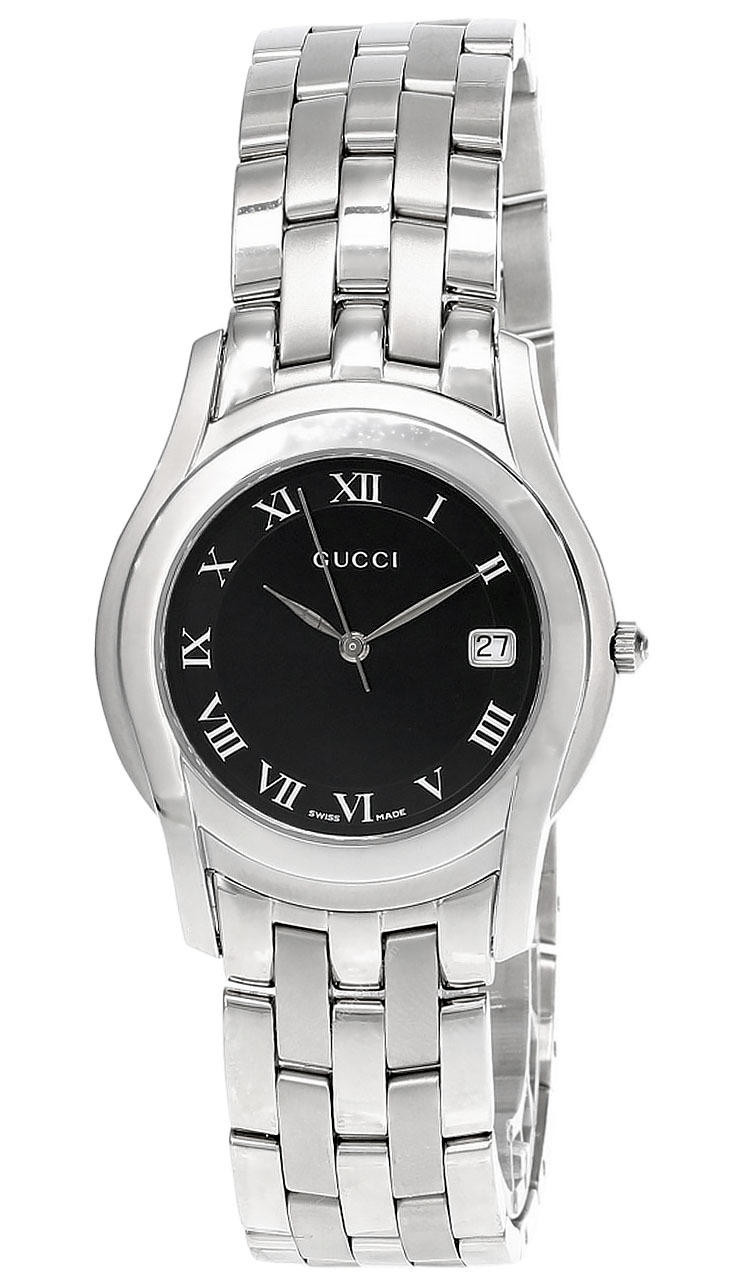 GUCCI Stainless Steel Black Dial Date Display Men's Watch 5500M