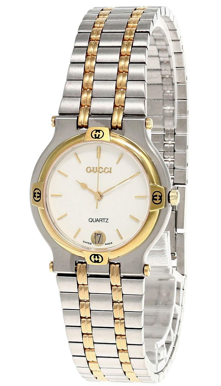 GUCCI Quartz S-Steel Cream Dial Two-Tone Unisex Watch 9000M-016.995