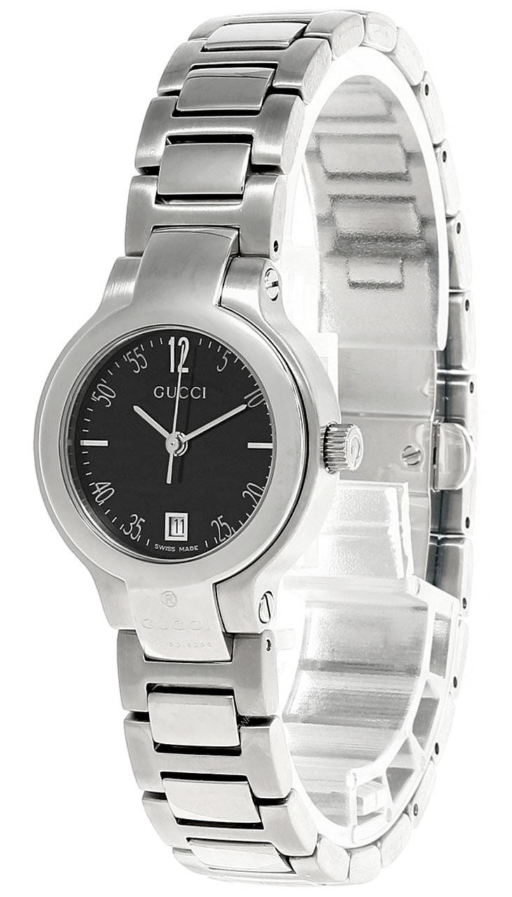 GUCCI Stainless Steel Black Dial Date Women's Watch YA089501
