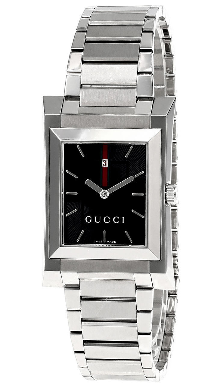GUCCI Stainless Steel Black Dial Date Display Men's Watch YA111303