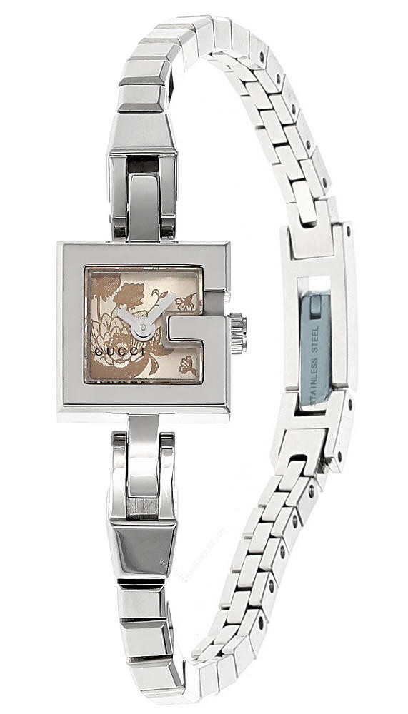 GUCCI G Petite S-Steel Floral Dial Bracelet Women display picture 3