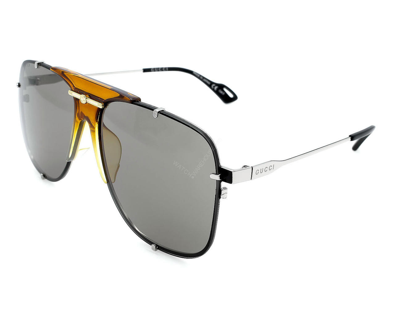 GUCCI Silver/Brown Lens 63-14-140MM Women's Sunglasses GG0739SA