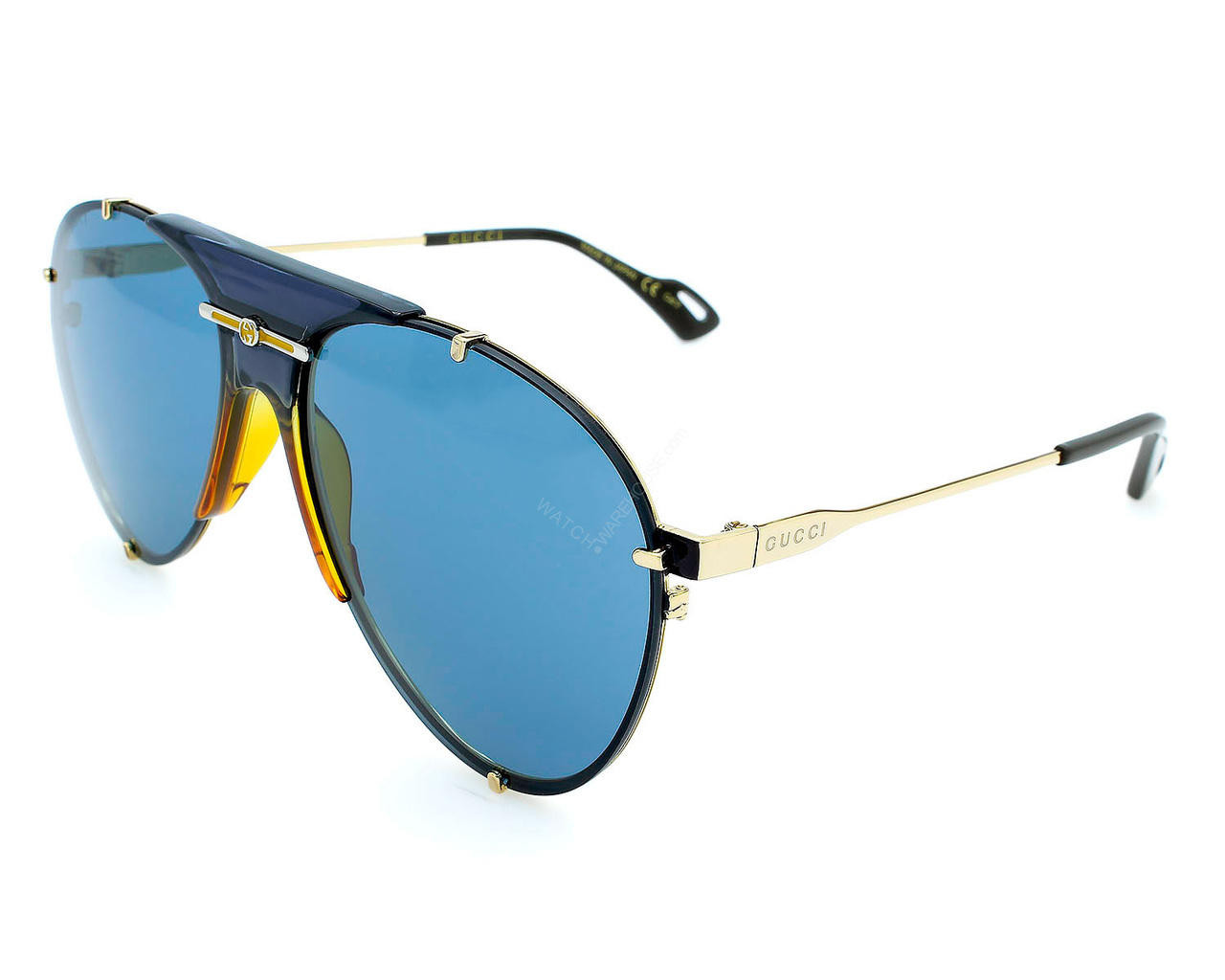 GUCCI Aviator Blue Lens 61-15-135MM Unisex Sunglasses 