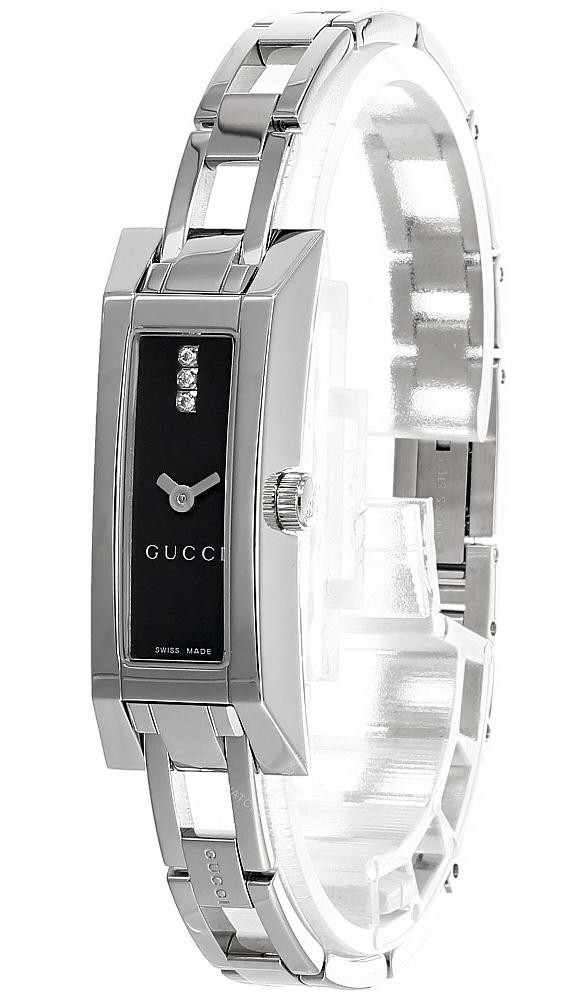 GUCCI Petite SS Diamond Black Dial Bracelet Women display picture 1