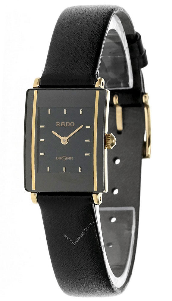 RADO DiaStar SS Black Dial Genuine Leather Women display picture 2