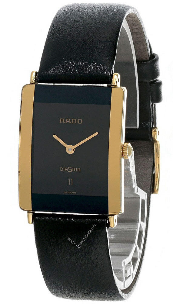 RADO DiaStar SS Black Dial Date Black Leather Men's Watch 160.0281