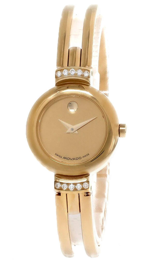 MOVADO Museum SS Gold Dial Diamond Bangle Women's Watch 88-A1-809A