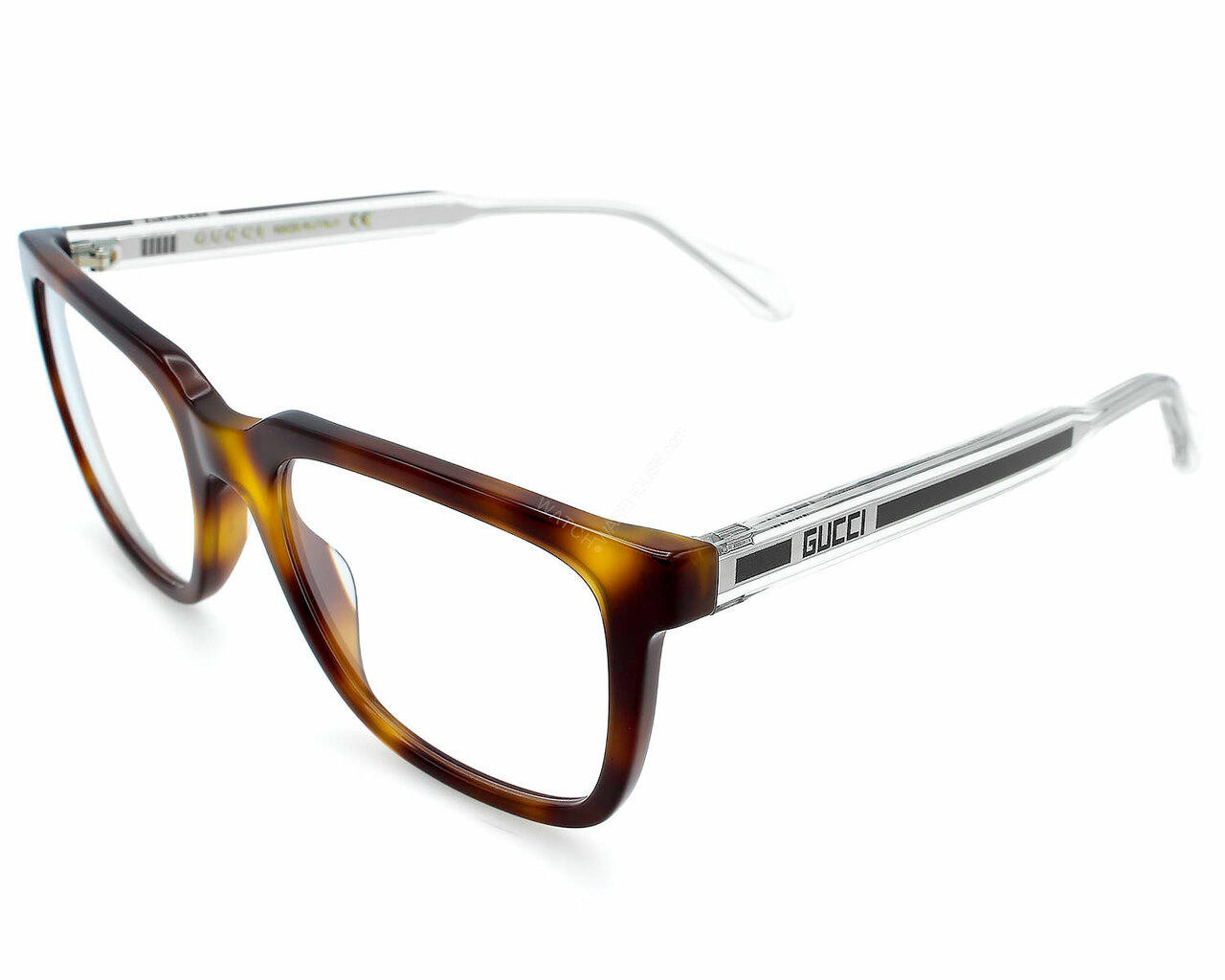GUCCI Square Full Rim Havana/Crystal 55-12-145MM Men's Eyewear